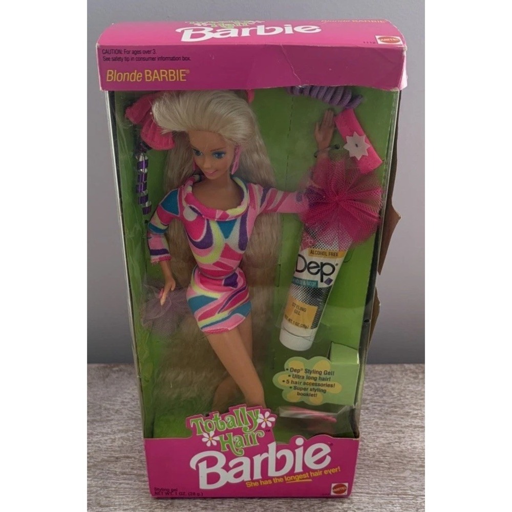 NEW Vintage Mattel Totally Hair Barbie Blonde 1991 Accessories New in Box